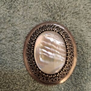 925 BA Indonesia Elegant Silver and White Brooch/pendant.  HEAVY AND HUGE